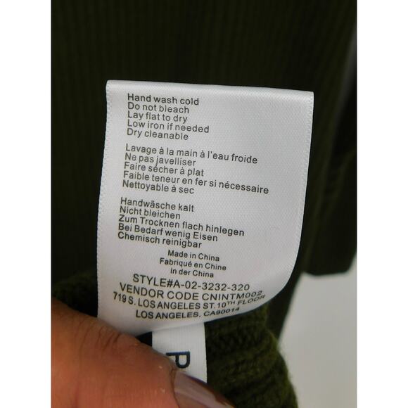 Anine Bing‎ Women's Army Green Aurora Rib Knit Side Slit Midi Dress Size Small - Picture 6 of 7